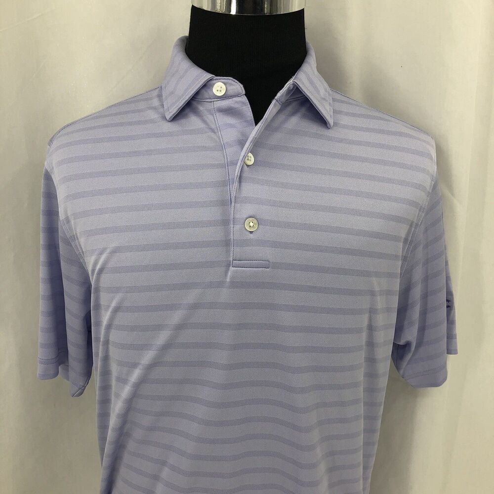 FootJoy FJ Lavender Purple Striped Embroidered MCC 1916 Golf Polo Shirt Medium